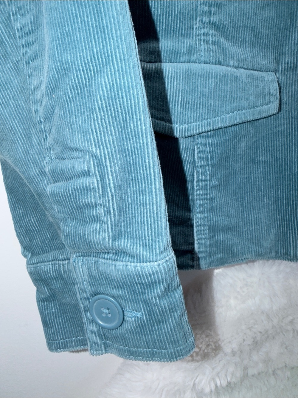 Blue Corduroy Blazer & Paisley Interior Lining Soft Summer Jacket w/ Pockets 🌎 - Picture 3 of 6